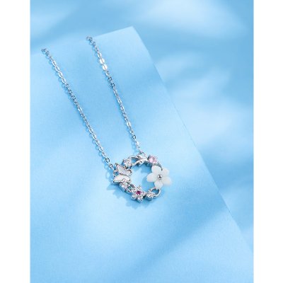 Cubic Zirconia Round Silver Necklace